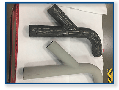 Y-shaped vent with smart tool and cured composite part